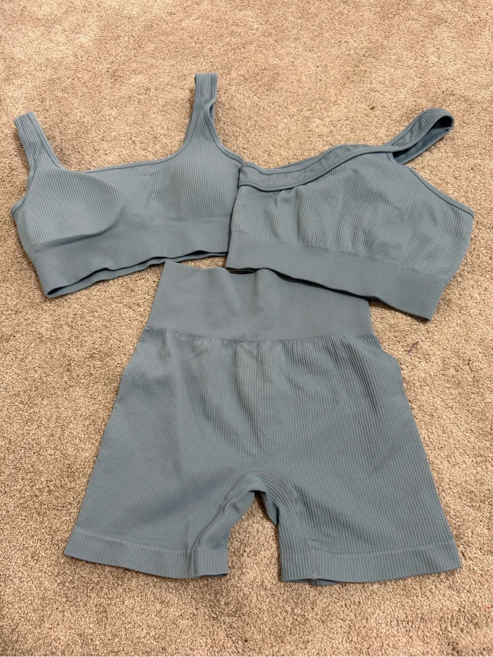 Ribbed Seamless Active Set - Dusty Blue